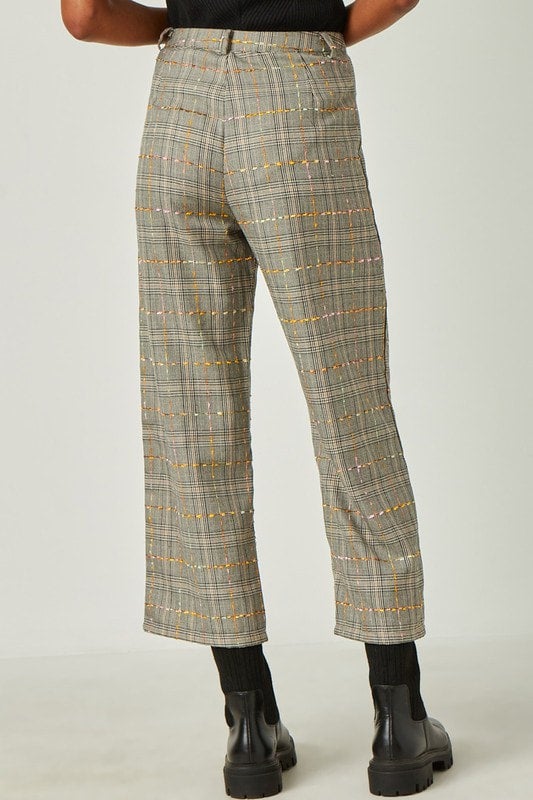 Textured Plaid Pants